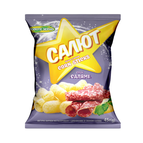 CORN STICKS SALUTE W/SALAMI 30/45GR ZOLOTE ZERNO N166