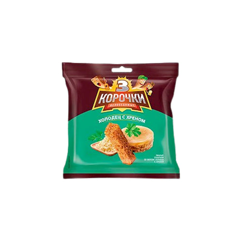 DRY BREAD RYE DOUBLE BAKED W/HORSERADISH FLAVOR 60/40GR TRI KOROCHKI NMBC204