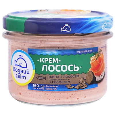 MOUSSE SALMON W/OLIVE OIL&TRUFFLES GLASS 6/160GR VODNIY SVIT #18