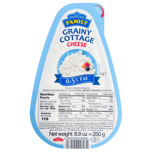 COTTAGE CHEESE 0.5% 6/250GR DOVGAN LATVIA NUS97411111