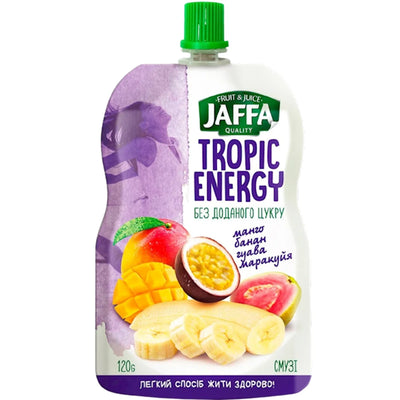SMOOTHIE PUREE TROPIC ENERGY MANGO&BANANA&GUAVA&PASSION FRUIT 10/120GR JAFFA