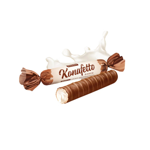 CANDIES LOOSE KONAFETTO BIANCO ROLLED WAFFERS CREAMY FILLING CHOCO GLAZED 5/2.2LB ROSHEN NCW5 N5663