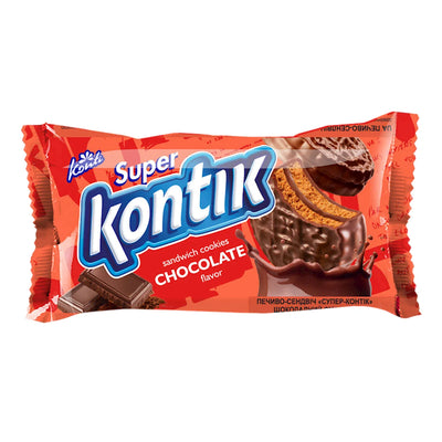 COOKIES SANDWICH W/CHOCOLATE FLAVOR 36/90GR SUPER KONTIK