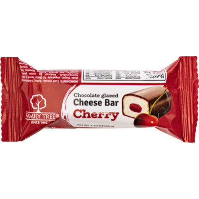 CHEESE BAR CHERRY 26% GLAZED 30/36GR FAMILY TREE N7790