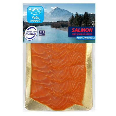 SALMON COLD SMOKED SLICED NORWAY 10/227GR CHUDO MOREY N821