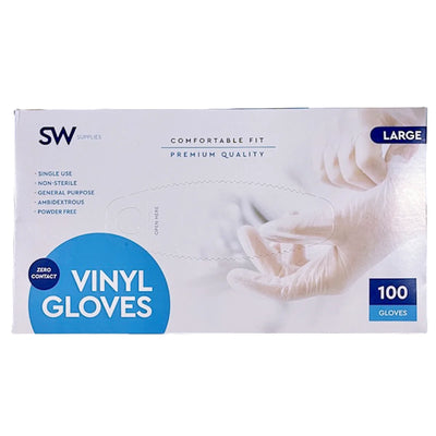 GLOVES LARGE VINYL 10/100CT