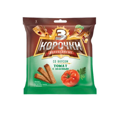 DRY BREAD RYE DOUBLE BAKED W/TOMATO&HERB FLAVOR 60/40GR TRI KOROCHKI N203