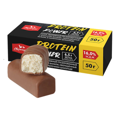 CHEESE BAR VANILLA FLAVORED W/PROTEIN GLAZED 16% 8/50GR SVETLOGORYE