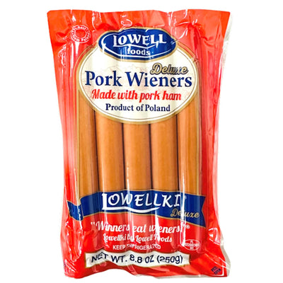 WIENERS CLASSIC PORK DELUXE /LOWELLKI 22/250GR LOWELL 0100LF6681 BY CASE