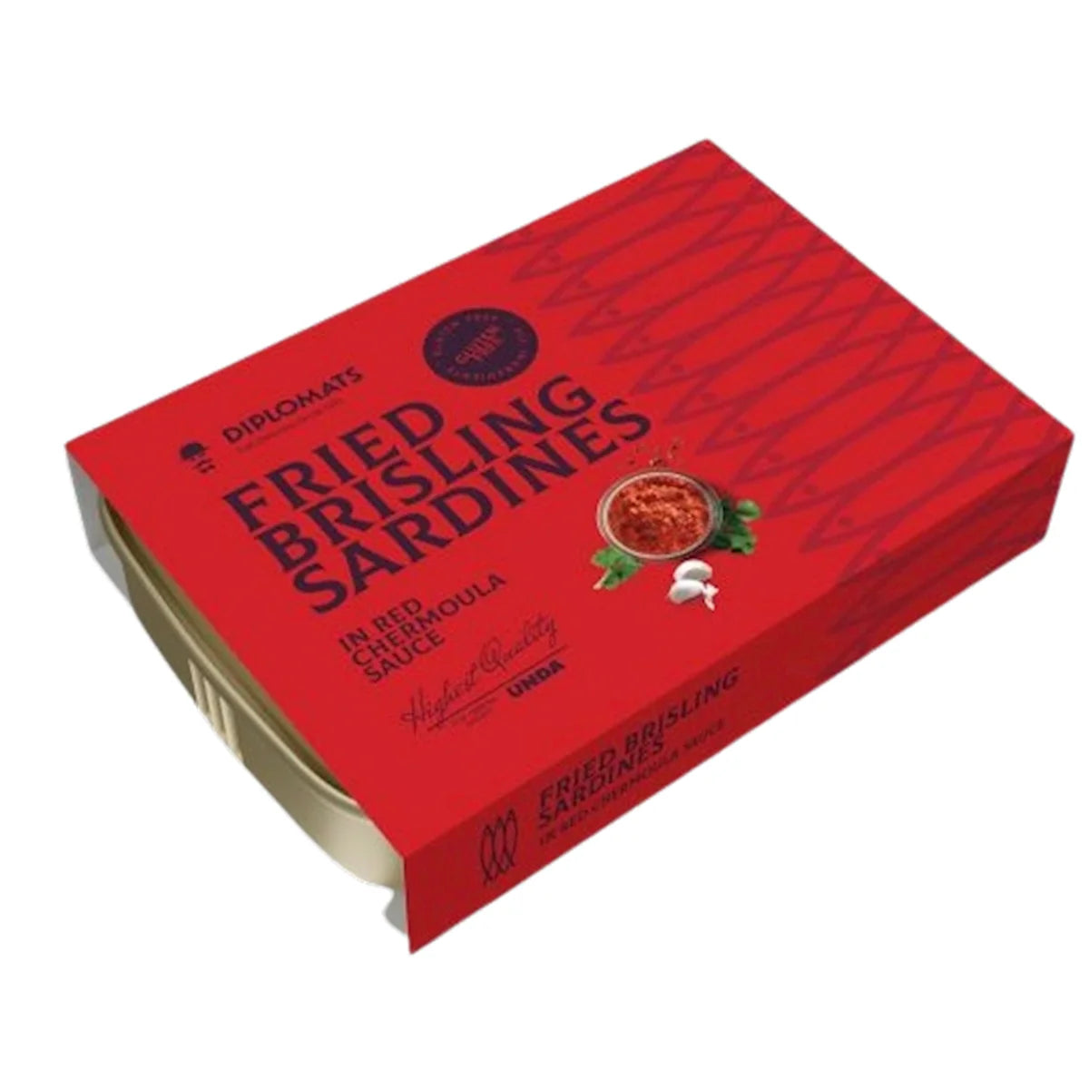 SARDINES IN RED CHERMOULA SAUCE 10/100GR DIPLOMATS LATVIA N1714/504(4)