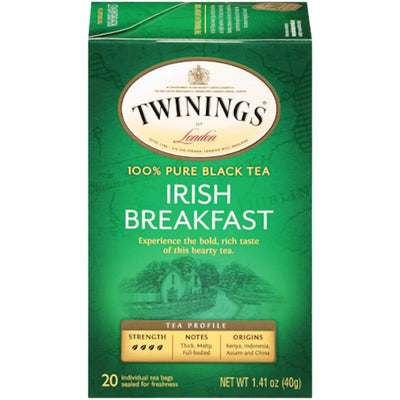 TEA TWININGS BLACK IRISH BREAKFAST 6/(20X2GR) ENGLAND N5328
