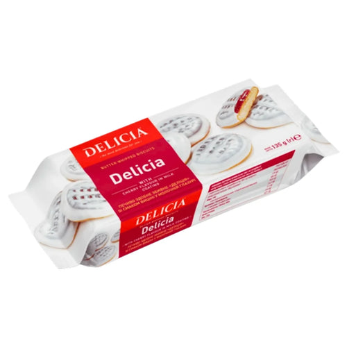 BISCUITS BUTTER WHIPPED W/CHERRY FLAVOR IN MILK COATING 12/135GR DELICIA