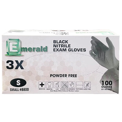 GLOVES SMALL BLACK NITRILE POWDER FREE 10/100CT EMERALD N6750