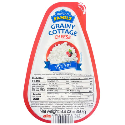 COTTAGE CHEESE 15% 6/250GR DOVGAN LATVIA NUS97881111