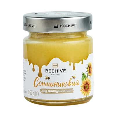 HONEY SUNFLOWER 8/250GR GLASS BEEHIVE UKRAINE #18