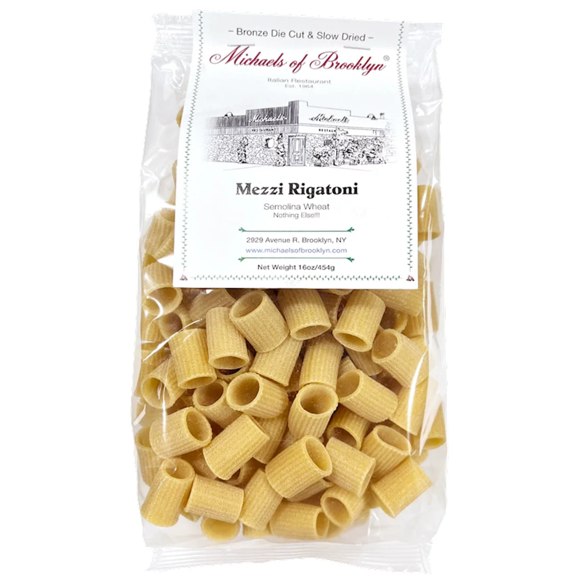 PASTA MEZZI RIGATONI 12/16OZ MICHAELS OF BROOKLYN N5001