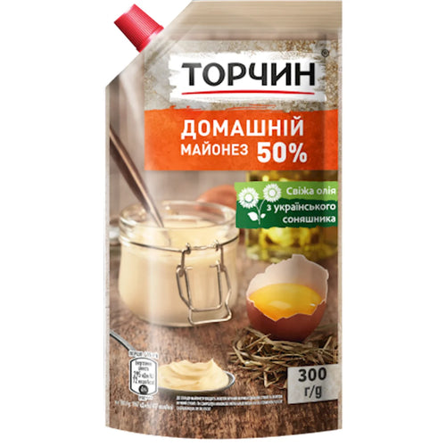 MAYONNAISE HOMEMADE 50% 30/300GR TORCHYN UKRAINE