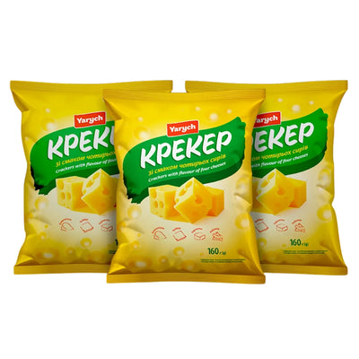 CRACKERS W/FOUR CHEESE FLAVOR 25/160GR YARYCH UKRAINE