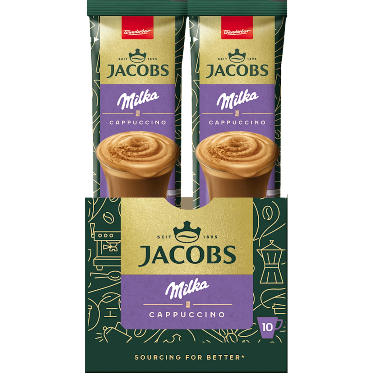 COFFEE STICKS INSTANT JACOBS 3IN1 MILKA CAPPUCCINO 10/(10X18GR) UKRAINE N152