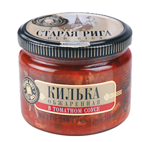 SPRATS BALTIC FRIED IN TOMATO SAUCE GLASS 12/280GR GAMMA-A LATVIA N1682