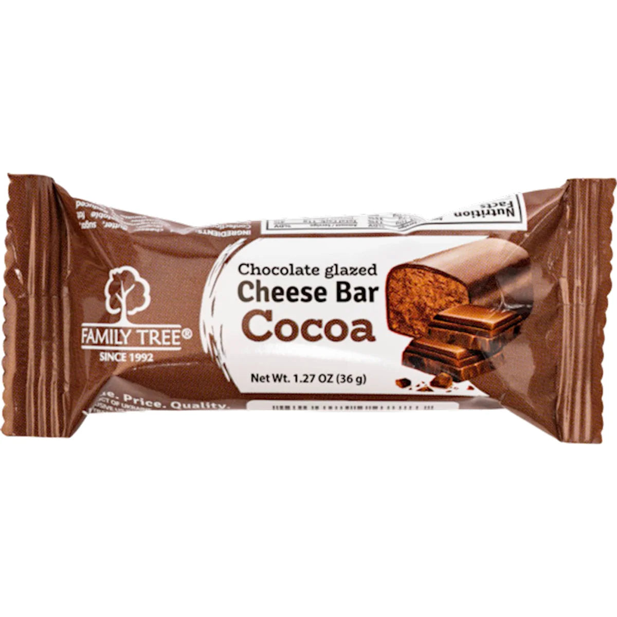 CHEESE BAR COCOA 26% GLAZED 30/36GR FAMILY TREE N7783