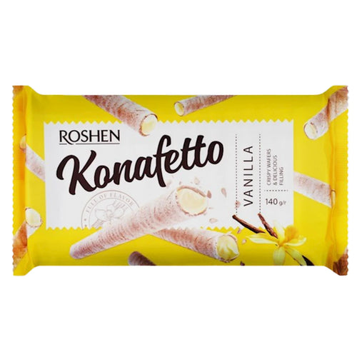WAFFLE ROLLS KONAFETTO W/VANILLA CREAM FILLING 15/140GR ROSHEN N1917