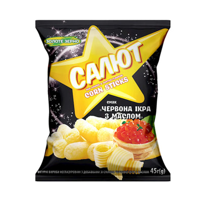 CORN STICKS SALUTE W/RED CAVIAR&BUTTER 30/45GR ZOLOTE ZERNO N168