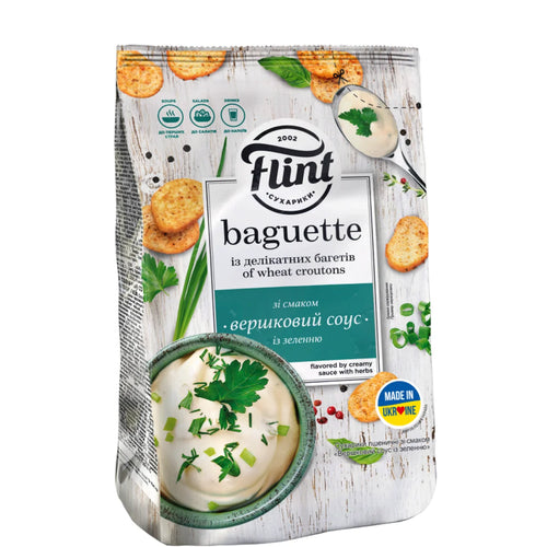 DRY BREAD WHEAT BAGUETTE W/CREAMY SAUCE&HERBS FLAVOR 12/90GR FLINT N6734