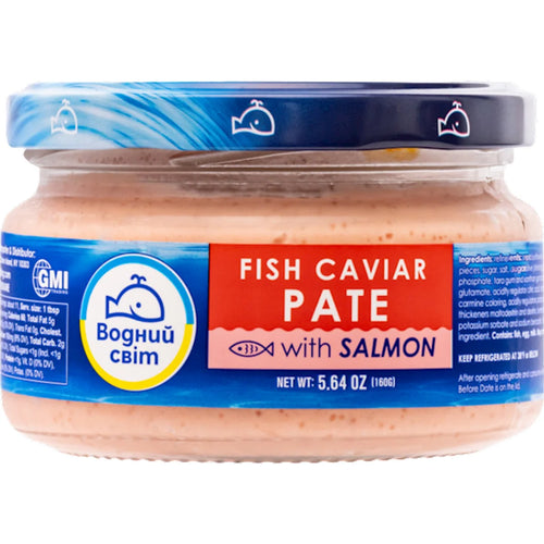 PATE CAPELIN CAVIAR W/SALMON GLASS 6/160GR VODNIY SVIT N30014/#01