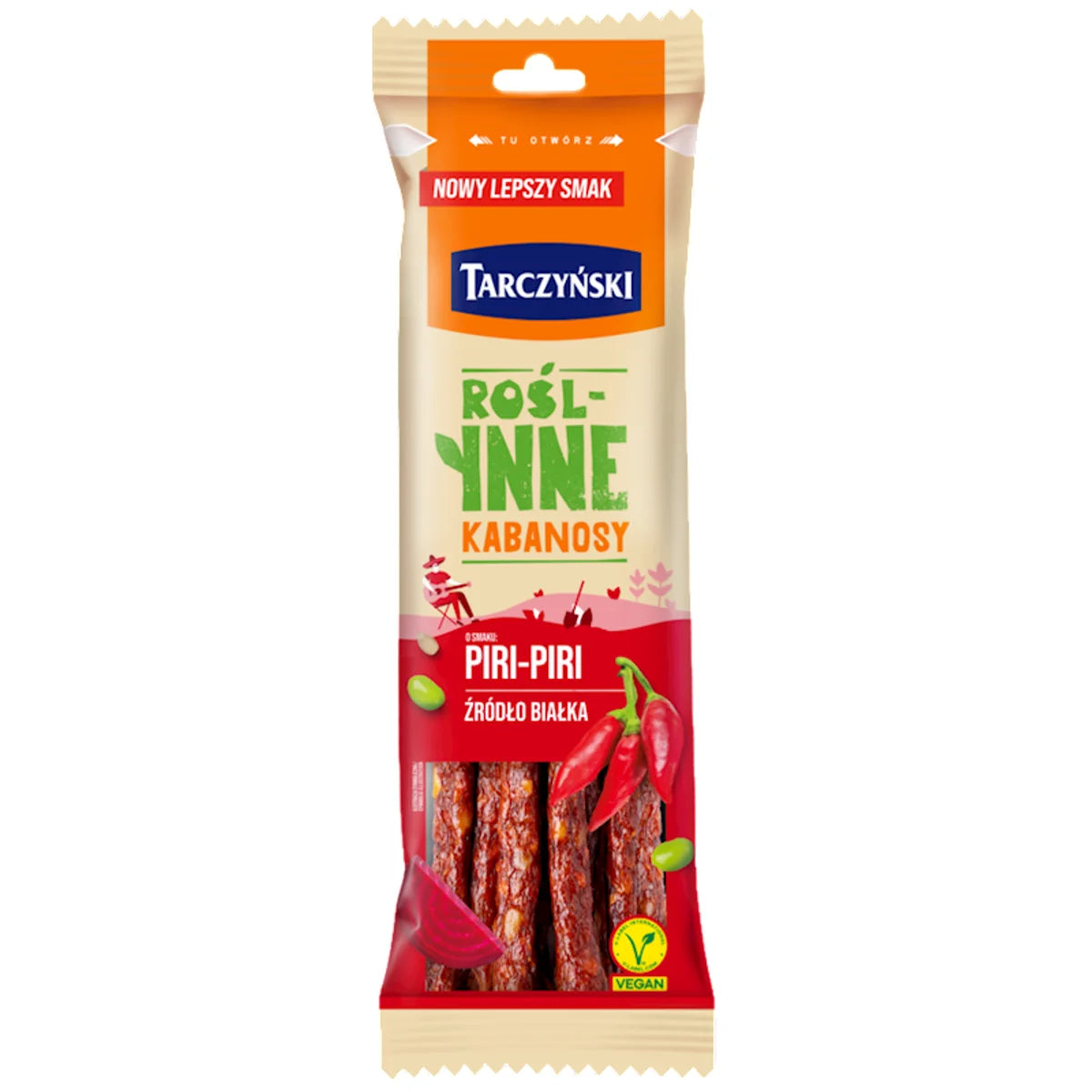 KABANOSY VEGAN - PLANT BASED PIRI-PIRI W/PAPRIKA 22/90GR TARCZYNSKI N2
