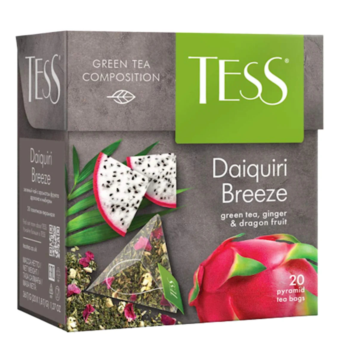TEA  GREEN DAIQUIRI BREEZE W/GINGER&DRAGON FRUIT PYRAMIDS 12/(20X1.8GR) TESS 1258-12