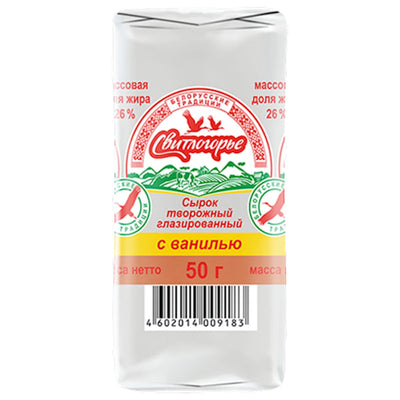 CHEESE BAR VANILLA GLAZED 26% 24/50GR SVETLOGORYE RUSSIA N384