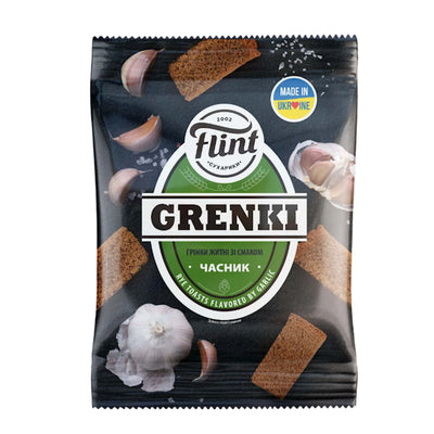 DRY BREAD RYE GRENKI W/GARLIC FLAVOR 70/70GR FLINT N2798
