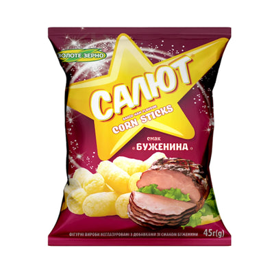 CORN STICKS SALUTE W/HAM 30/45GR ZOLOTE ZERNO N169