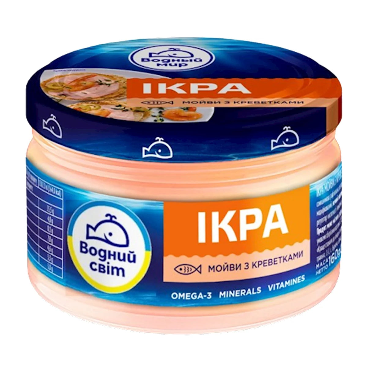 SPREAD CAPELIN CAVIAR W/SHRIMP GLASS 6/160GR VODNIY SVIT N30011/#06 4820088411699