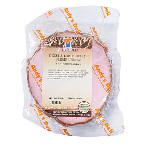 PORK LOIN SMOKED/POLEDWICA SZNUROWANA 32/1LB PRE PACK ANDY'S N1460