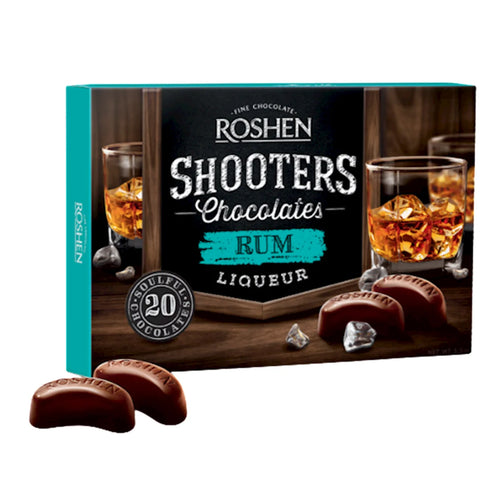 CANDIES BOXED SHOOTERS CHOCOLATE RUM&LIQUOR 10/150GR ROSHEN N8932