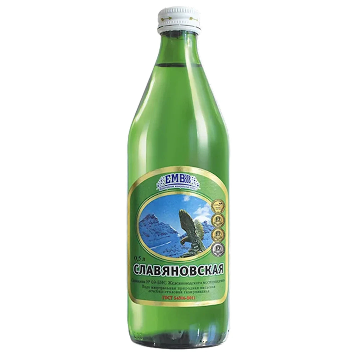 MINERAL WATER SLAVYANOVSKAYA EMB GLASS 20/0.5L RUSSIA N1049