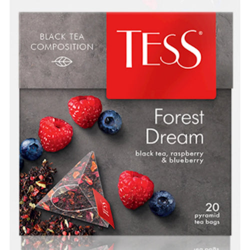 TEA  BLACK FOREST DREAM W/RASPBERRY&BLUEBERRY PYRAMIDS 12/(20X1.8GR) TESS 0784-12