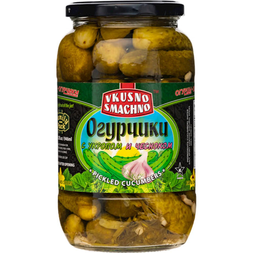 CUCUMBERS PICKLED W/GARLIC&DILL 12/907GR VKUSNO SMACHNO N2615