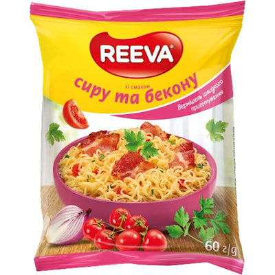 NOODLES INSTANT W/BACON&CHEESE FLAVOR 60/60GR REEVA