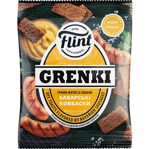 DRY BREAD RYE GRENKI W/BAVARIAN SAUSAGES FLAVOR 70/70GR FLINT