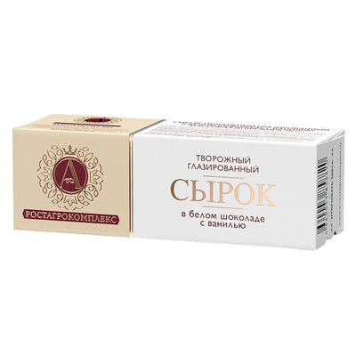 CHEESE BAR W/VANILLA WHITE CHOCO 26% GLAZED BOXED 12/50GR ROSTAGROKOMPLEX N8827