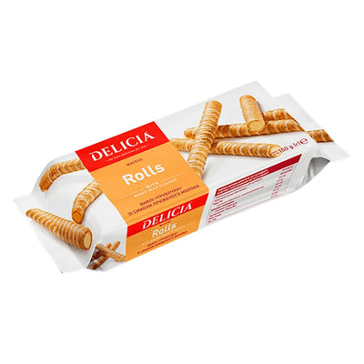 WAFERS ROLLS W/BAKED MILK FLAVOR 12/150GR DELICIA