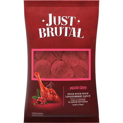 CHIPS POTATO W/DUCK IN WILD CRANBERRY SAUCE FLAVOR 15/85GR JUST BRUTAL