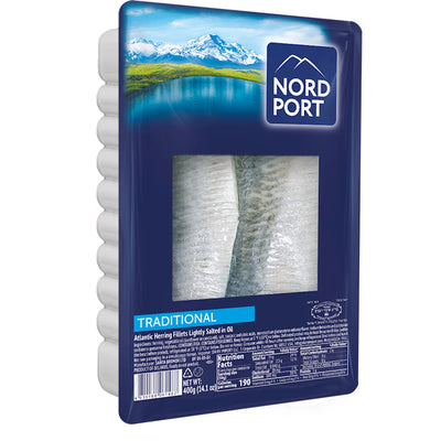 HERRING FILLET LIGHTLY SALTED IN OIL TRADITIONAL 6/400GR NORD PORT NP4727