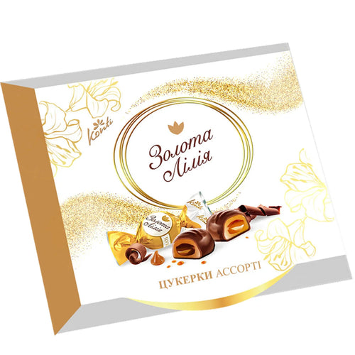 CANDIES BOXED ASSORTED GOLDEN LILY 12/155GR KONTI UKRAINE N5372