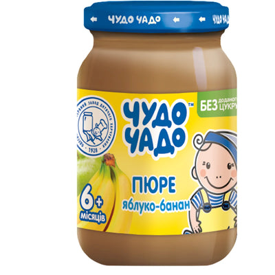 PUREE FOR BABY APPLE & BANANA FROM 6 MONTHS 6/170GR CHUDO CHADO UKRAINE