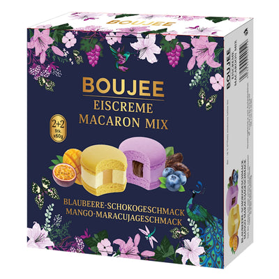 MACARON MIX BLUEBERRY-CHOCO&MANGO-PASSION FRUIT 4PC 7/240GR BOUJEE DOVGAN N91350240