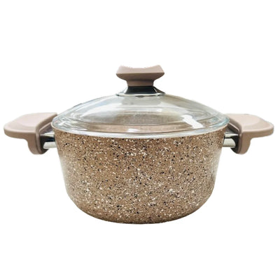 PAN W/TWO HANDLES&GLASS LID GRANITE 20CM 1/2.5L O.M.S. COLLECTION